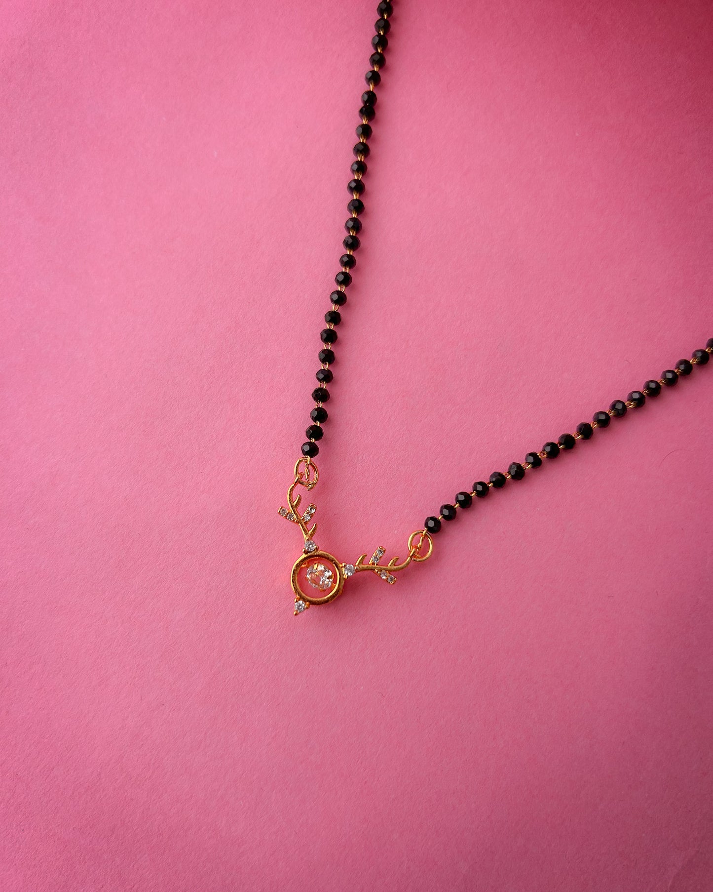 Trendy Gold Plated Mangal sutra with Antler - Inspired Pendant