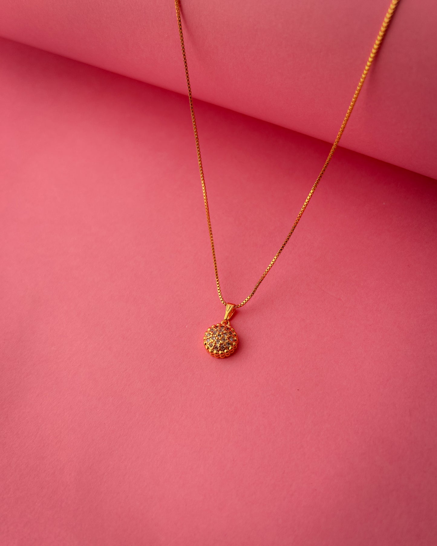 Gold-Plated Round CZ Pendant Necklace