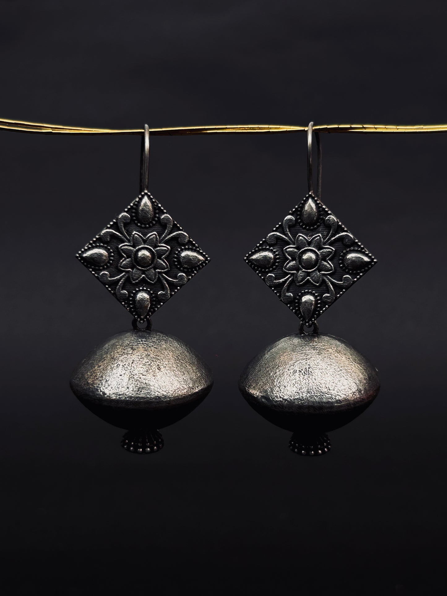 Kriti Dome Drop Oxidized Earrings