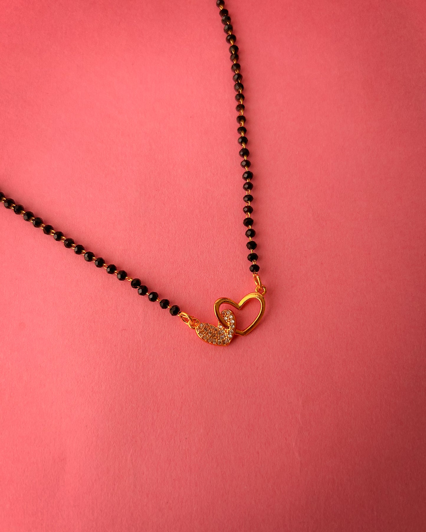 Double Heart Gold Plated Mangal sutra for women