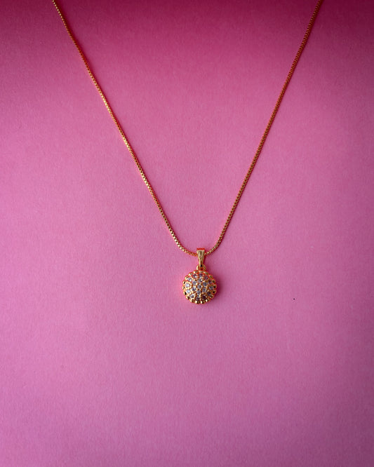 Gold-Plated Round CZ Pendant Necklace