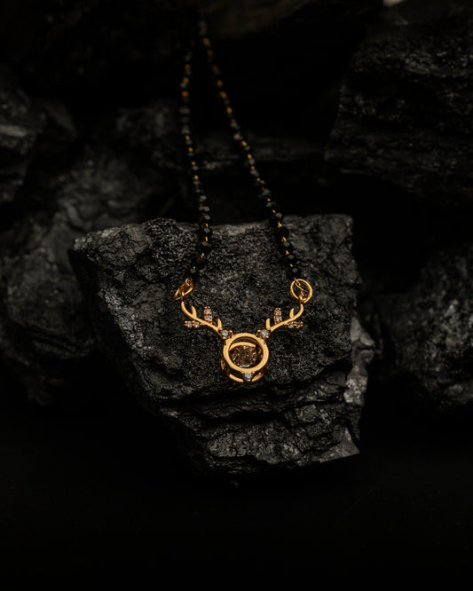 Trendy Gold Plated Mangal sutra with Antler - Inspired Pendant