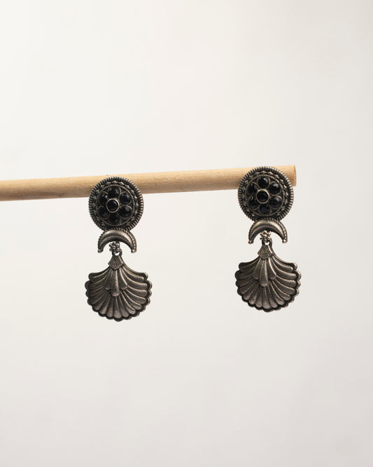 Moon Flora Silver Look alike Oxidized earrings