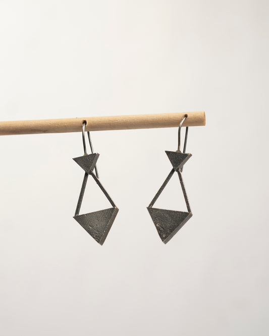 Tricone oxidized drop earrings