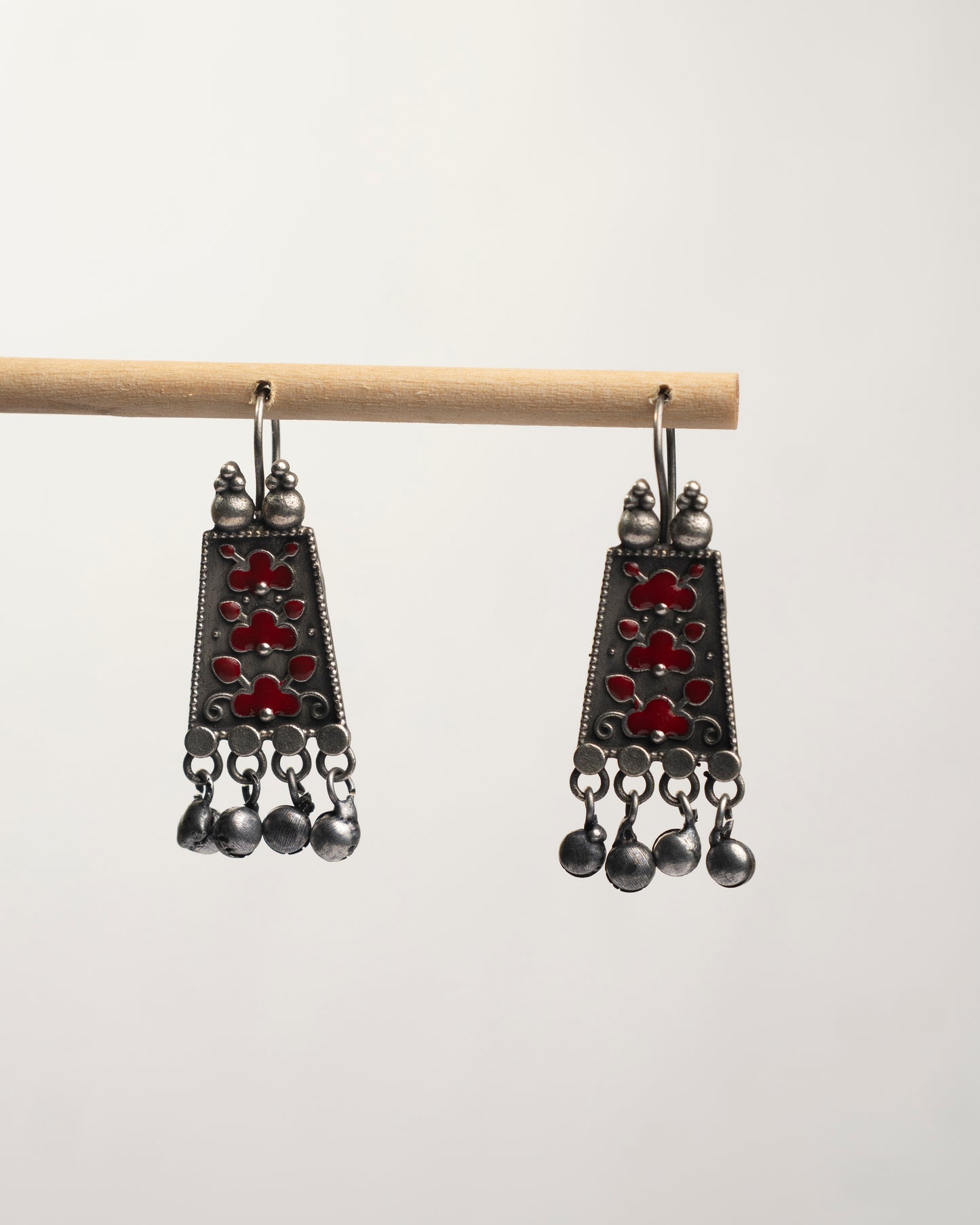 Flower art oxidized jhumka earrings