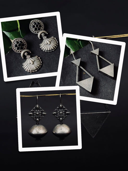 Trendy Oxidised Earrings Gift Set – 3 Unique Designs in One Combo