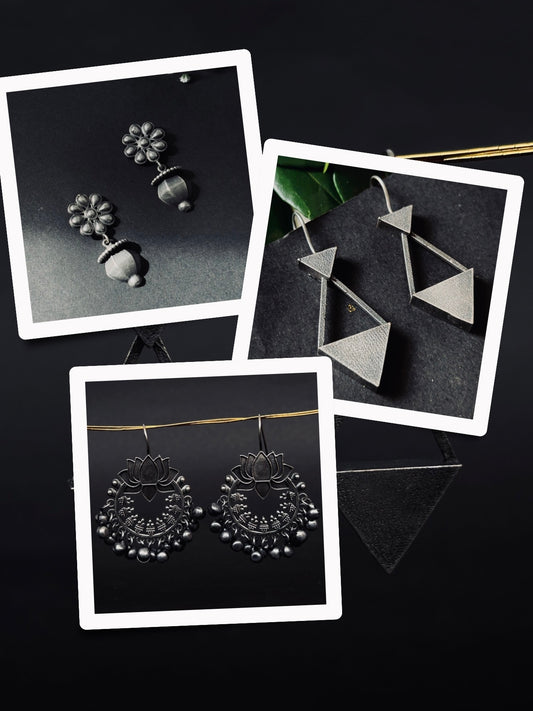 Trendy Oxidised Earrings Gift Set – 3 Unique Designs in One Combo(A4)