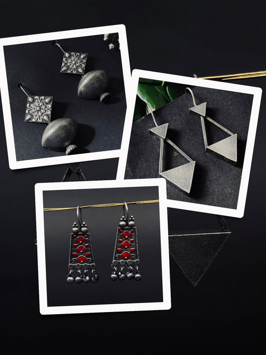 Trendy Oxidised Earrings Gift Set – 3 Unique Designs in One Combo(A5)